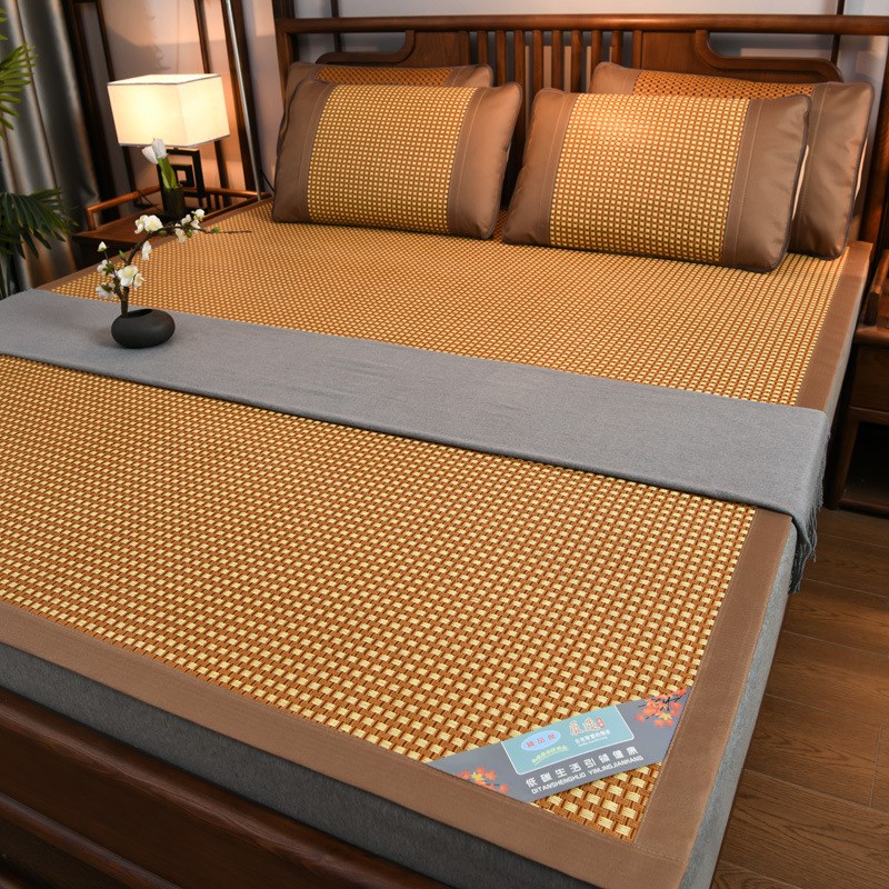 夏季新款印尼藤席双面加厚凉席三件O套夏天可折叠空调席