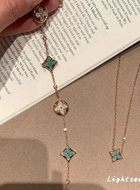 法国GVSEDUN【寻光】S925纯银薄荷曼波四叶草锆石手链轻奢气质