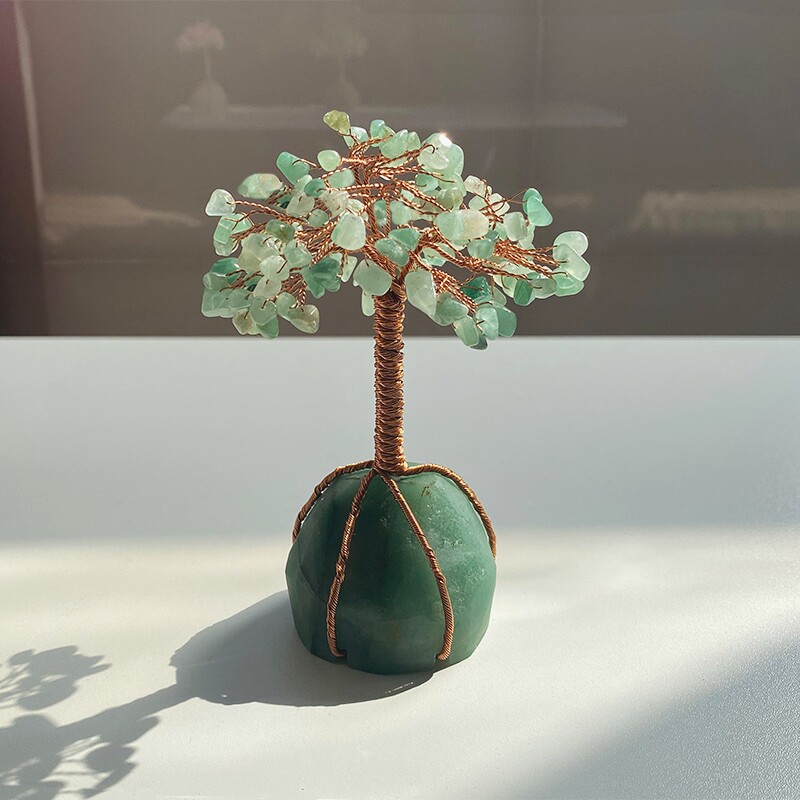 粉晶原石水晶树摆件天然水晶客厅玄关写字台家居装饰X品招桃花摆
