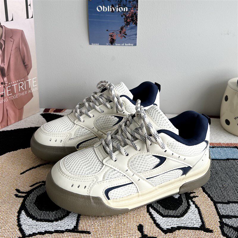 白色鞋子男鞋增高面包鞋透气新款 夏季I板鞋男款网面情侣休闲鞋女