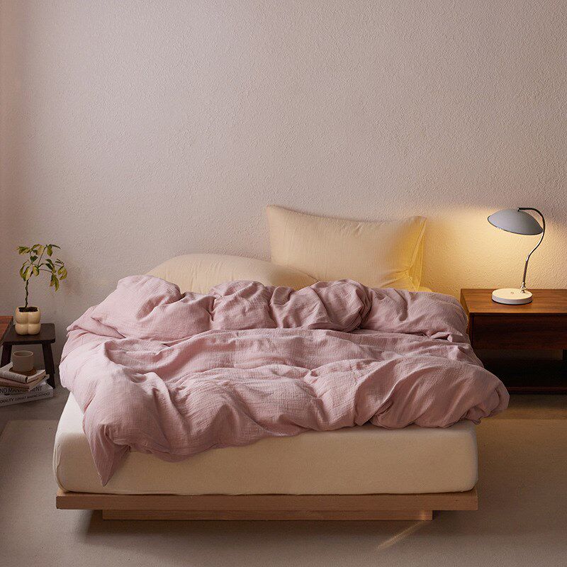 A类双层纱褶皱全棉单品被套1.5/2.0/2.M2m拉链被罩单件单双人1