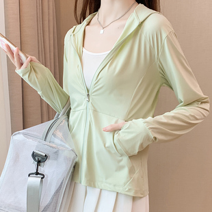 冰丝防晒衣女夏季上衣修身紧身瑜伽服薄外套开衫夏天2024新款连帽