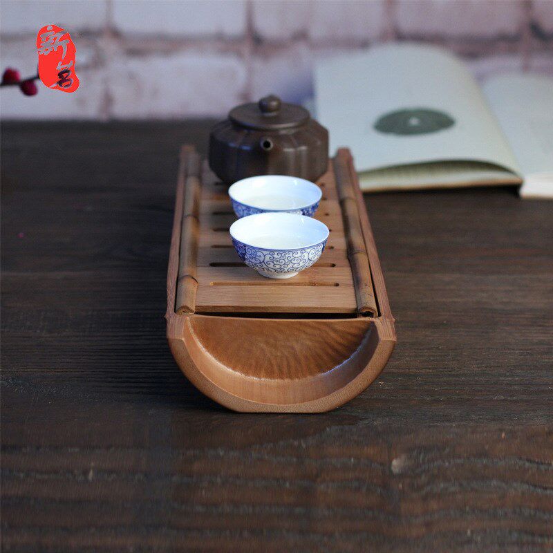 原竹节茶盘 竹制茶室储水式茶水 E功夫茶具托盘茶盘茶道配件茶台