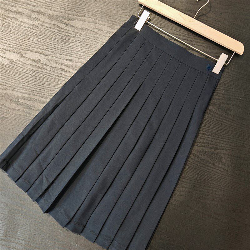 复古灰色西装半身裙女2024夏季新款高腰显瘦百褶裙长款a字伞裙
