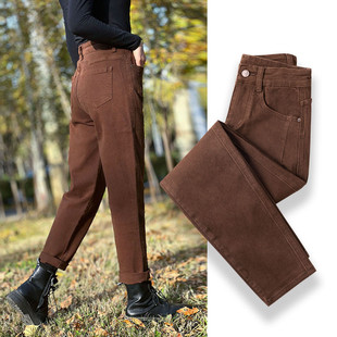 咖色焦糖棕色牛仔裤女夏季2024年新款今年流行爆款老爹哈伦裤子