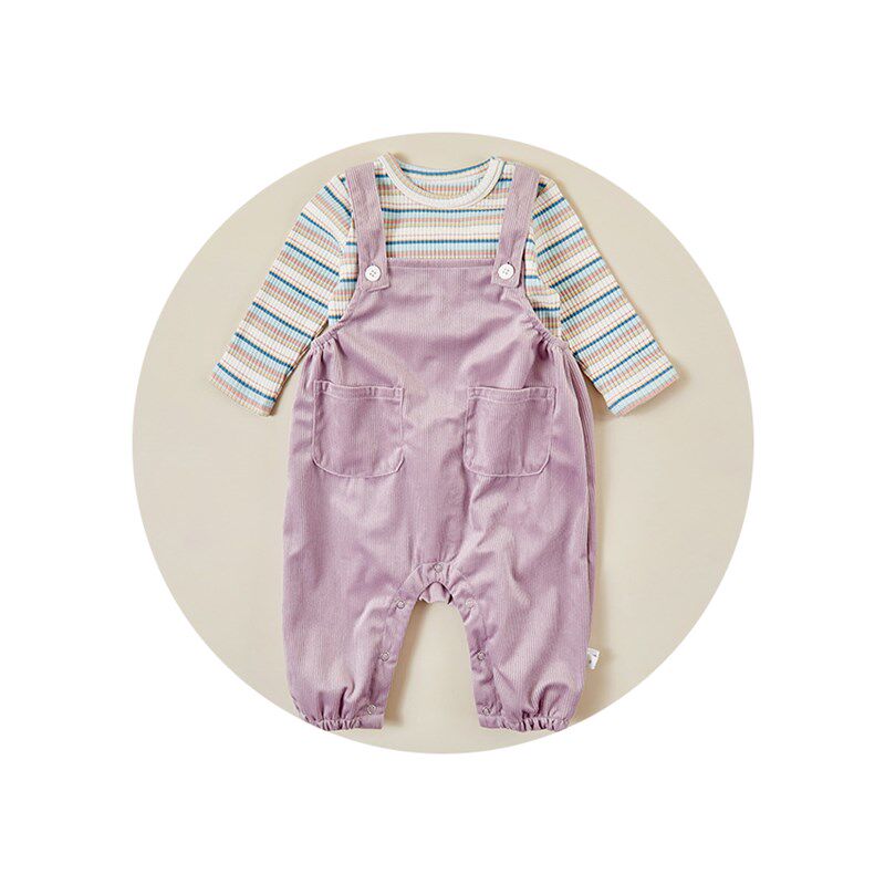 婴儿连体衣春秋款超萌可爱女宝宝C背带裤套装洋气小月龄外出服早