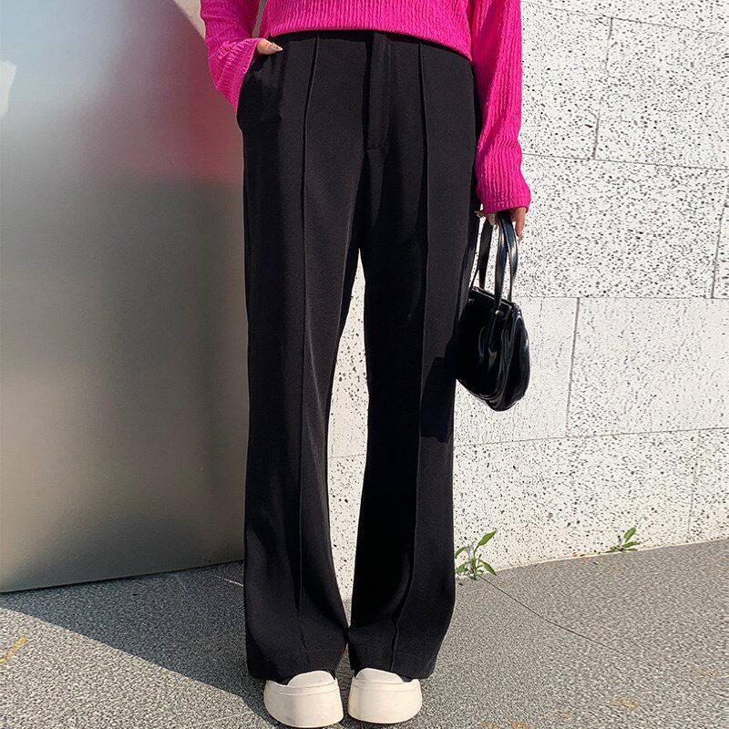 大码女装裤子巨显瘦2024胖mm新款秋季西装高腰黑色直筒藏肉长裤