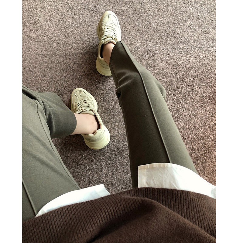 大尺码女装胖妹妹mm呢子休闲直筒春季高腰宽松显瘦毛呢九分裤200