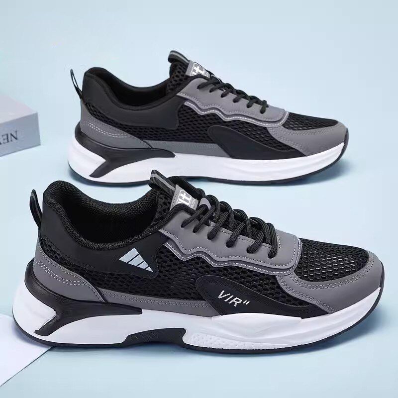 夏季新款特大码男士网鞋45脚肥z加宽休闲运动鞋46薄款透气老爹鞋4