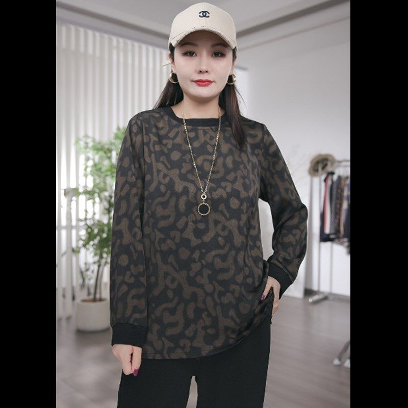 加肥加大码女装胖妹妹宽松显瘦上衣胖mm秋装洋气时尚休闲长袖T恤