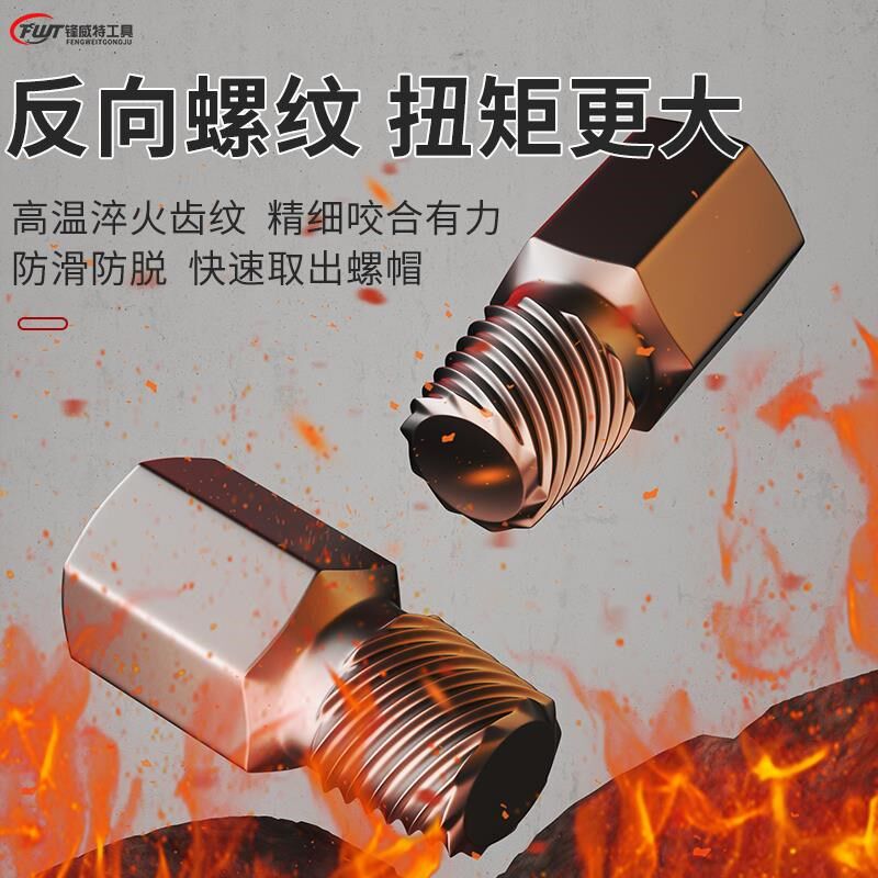 断头螺丝取出g器 多功能螺母滑丝反牙丝锥水管扳手退丝器拆除工具