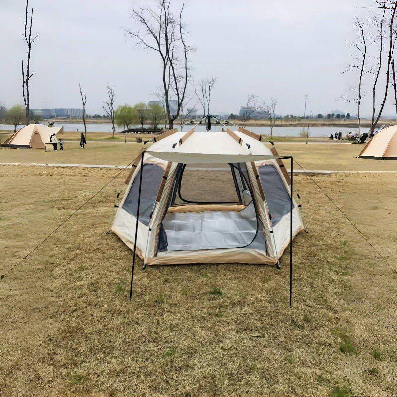 六角大帐篷全自动速开帐篷露营野营户外I加厚防雨郊游便携装备遮