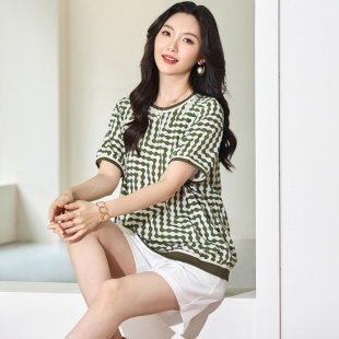 大码女装2024夏装胖妹妹百搭时尚雪纺上衣胖mm宽松显瘦短袖T恤衫