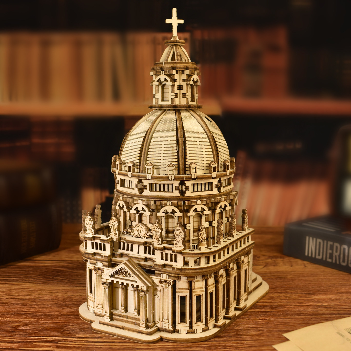 复古欧式城堡建筑木质拼图DIY手工3d立体拼装模型拼板玩具八音盒