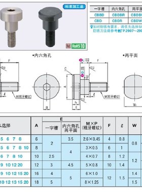 支点用台阶螺丝CBDBR不锈钢CBDR10/12-5/6/7/8/9/10/12/13/15/20