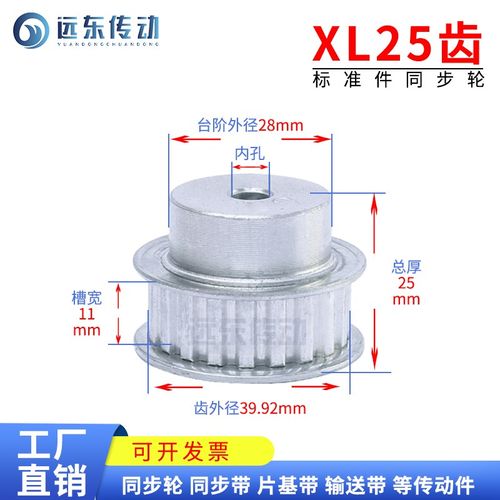 XL25齿 同步轮 同步带轮 标准件 铝合金 齿外径39.92 齿宽11