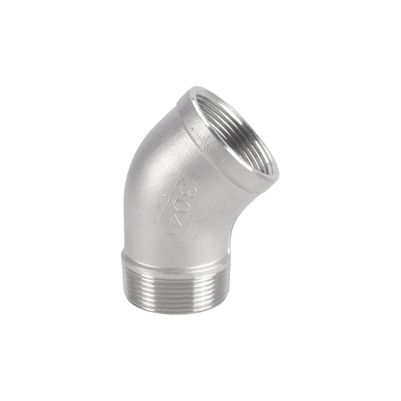 304不锈钢45度弯头内外丝1/2/3/4/6分双内丝1.5/2.5/4寸水管接头