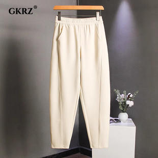 加绒九分萝卜裤 轻奢哈伦裤 百搭高腰小脚休闲裤 新款 女2024年秋冬季