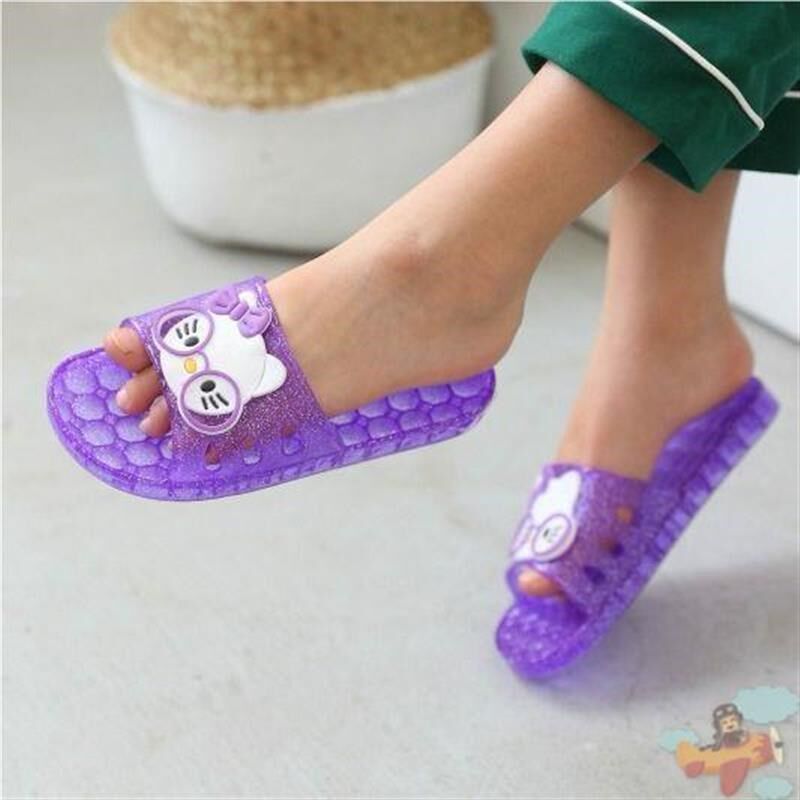 儿童水晶拖鞋夏大童卡通可爱防滑防摔浴室K透明软底洗澡宝宝沙滩