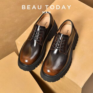 【5.5CM厚底增高】厚底皮鞋男士增高L德比鞋男款商务休闲亮面