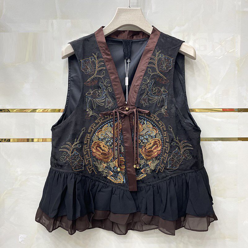 新中式国风民族风提花马甲女款2025春夏新款上衣开衫外套背心外穿