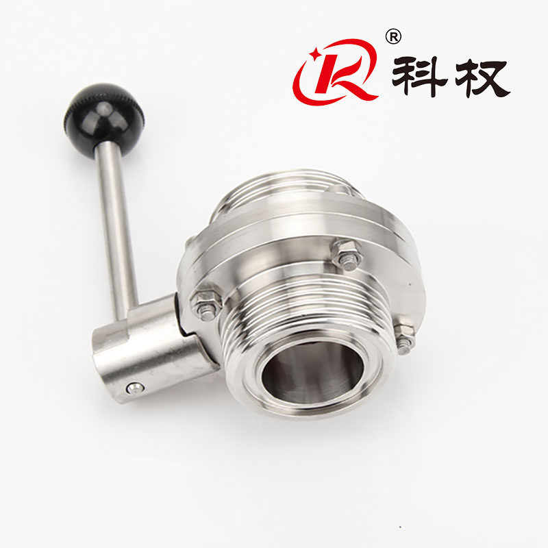 304不锈钢外螺纹蝶阀手动卫生级SMS圆螺纹DN螺纹蝶阀活接蝶阀