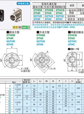 方法兰型导向轴支座钢制光轴固定座STHSB8 10 12 15 16 20 25 30