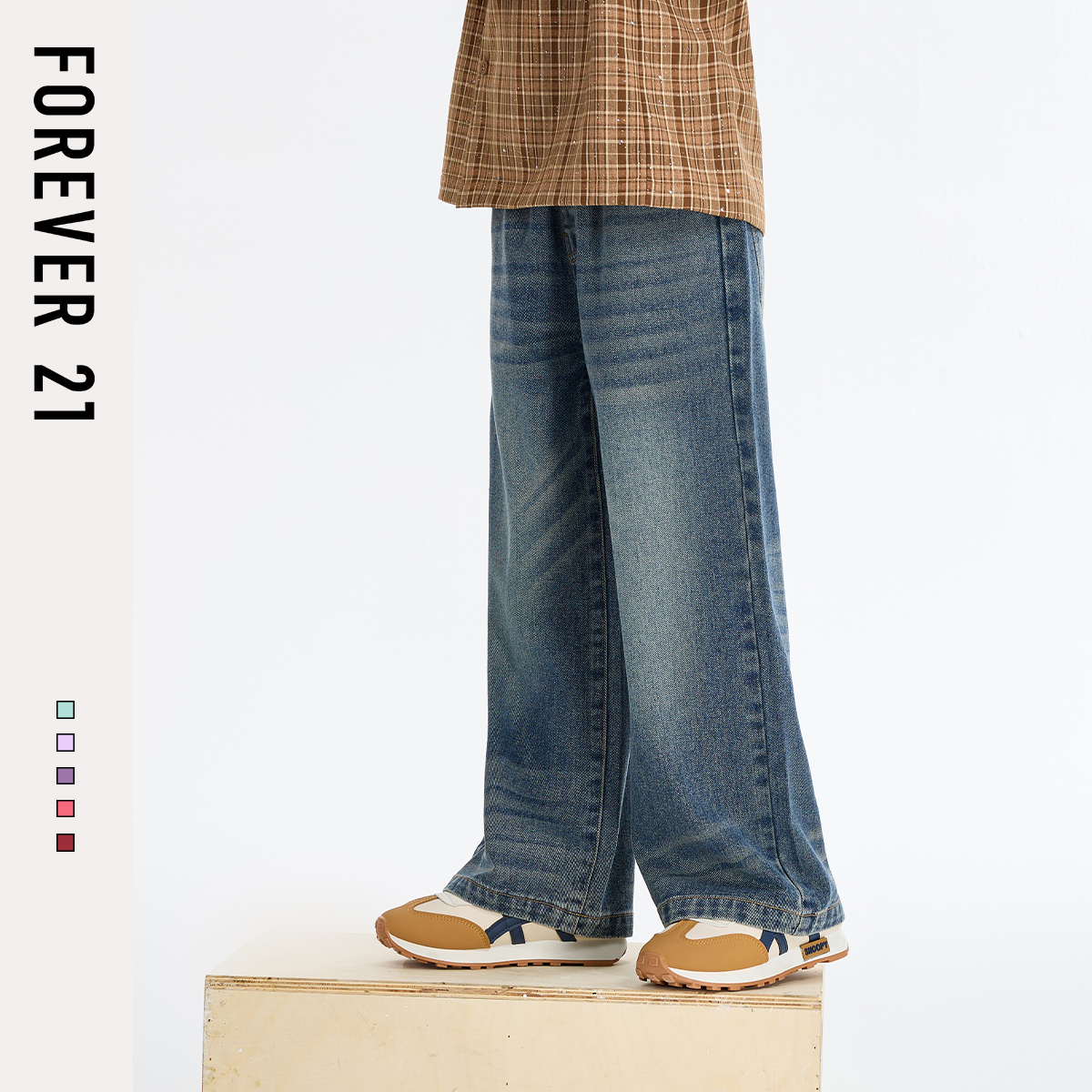 Forever 21女童裤子春秋款2025新款中大童休闲洋气牛仔裤儿童秋装