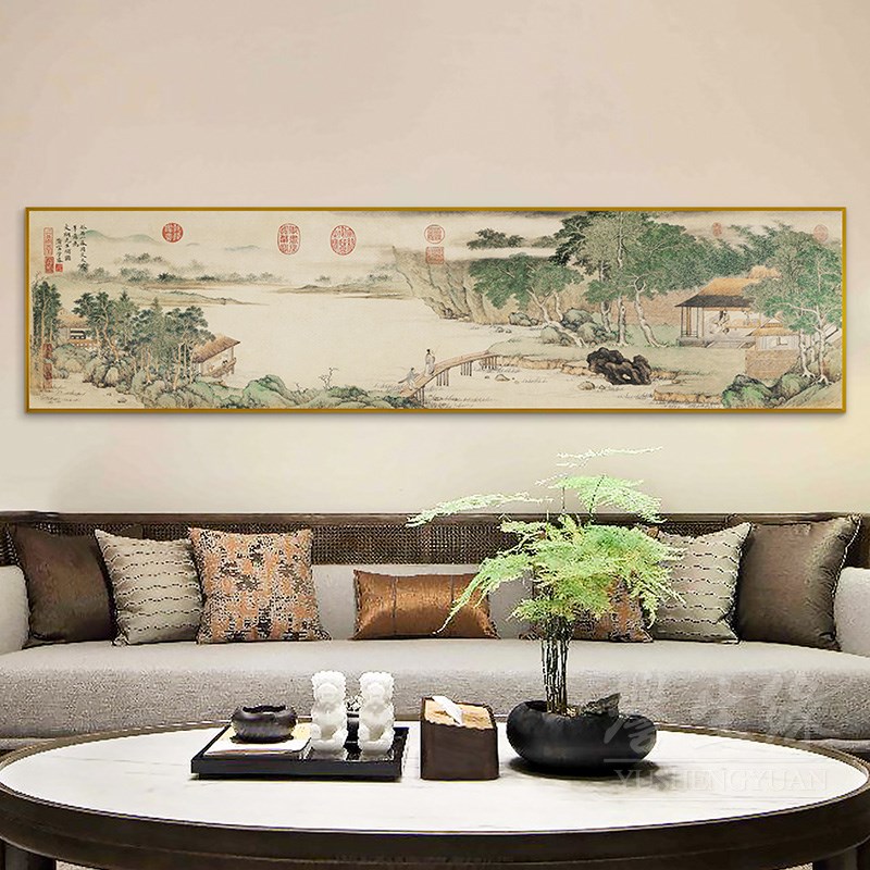 携琴访友图 新中式客厅装饰画沙发背景墙挂画Q中国风茶室床头国画