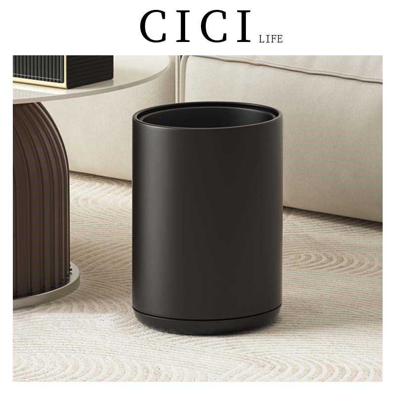 黑色垃圾桶家用客厅卧室轻奢高档酒店办公室卫生间双层无盖大容量
