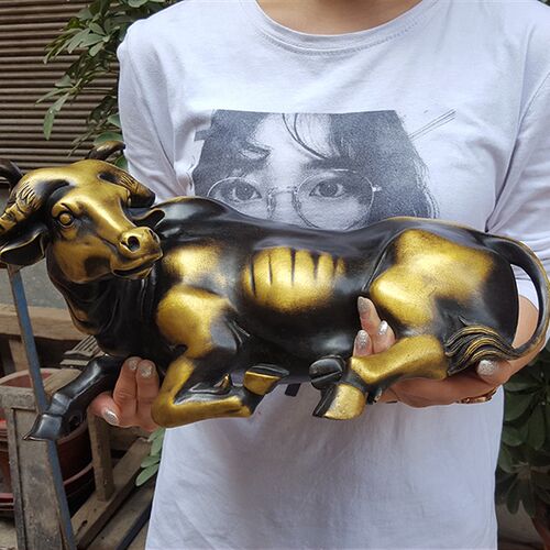 纯铜大号卧牛仿古摆件办公室书桌客厅博物架装饰招财工艺物品摆设