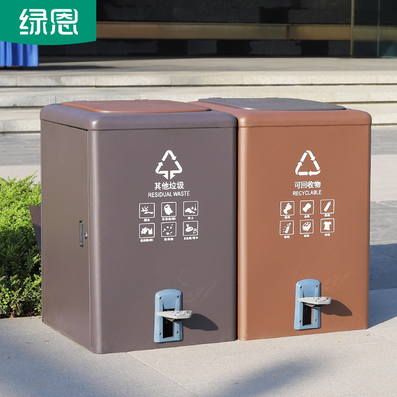 100L脚踏垃圾桶户外超t大容量景区学校物业小区环卫垃圾箱商用带