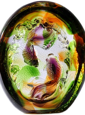 琉璃金玉满堂鱼摆件家居客厅装饰品结婚礼L物乔迁新居礼品工艺品