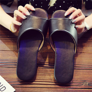 男女试衣间办公室Ylogo定 室内家居地板凉拖鞋 居家皮面夏季 皮拖鞋