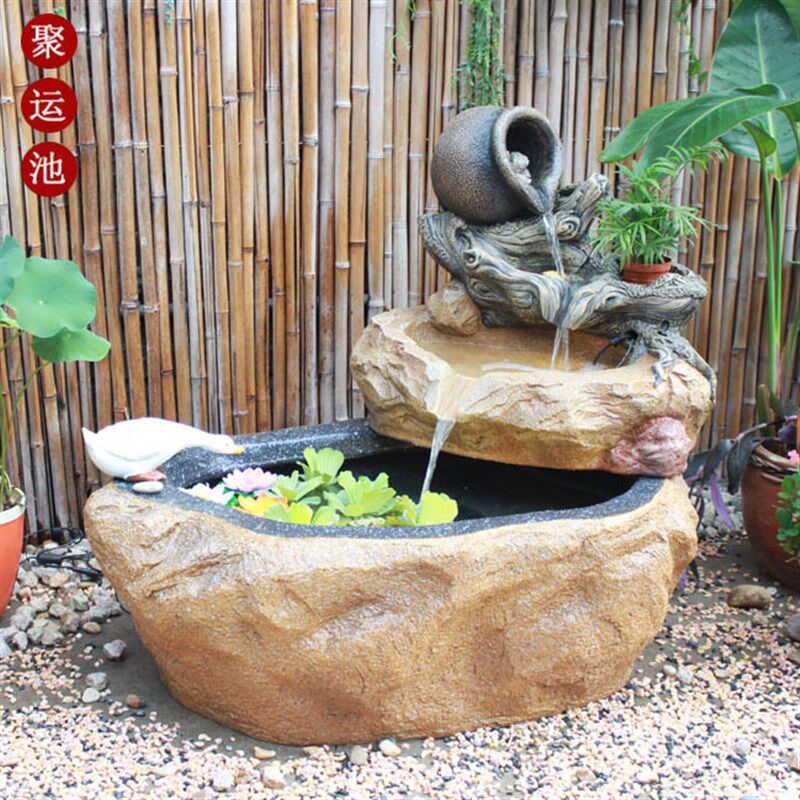 田园花园庭院户外露台假山流水喷泉鱼池水池N鱼缸阳台装饰造景摆