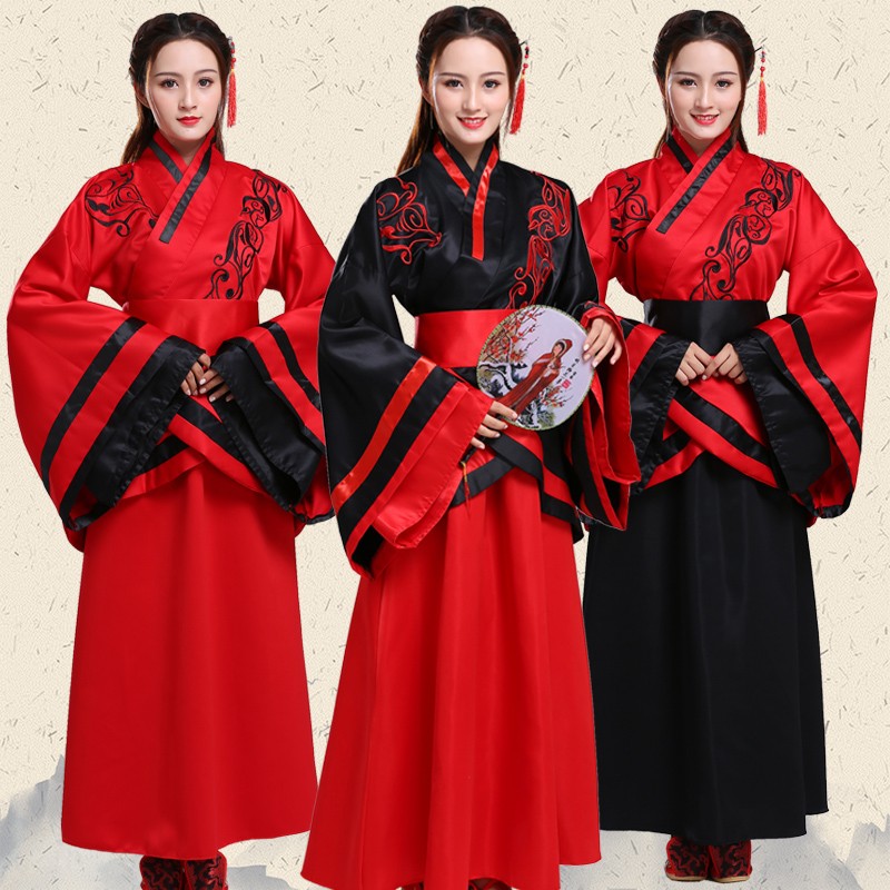 新款古装汉服双绕曲裾唐装表演服 国学成人礼 汉服女古代演出服装