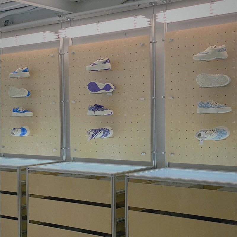 定制鞋店发光洞洞板展示抽v屉柜鞋子收纳架装修装饰鞋架墙面挂架