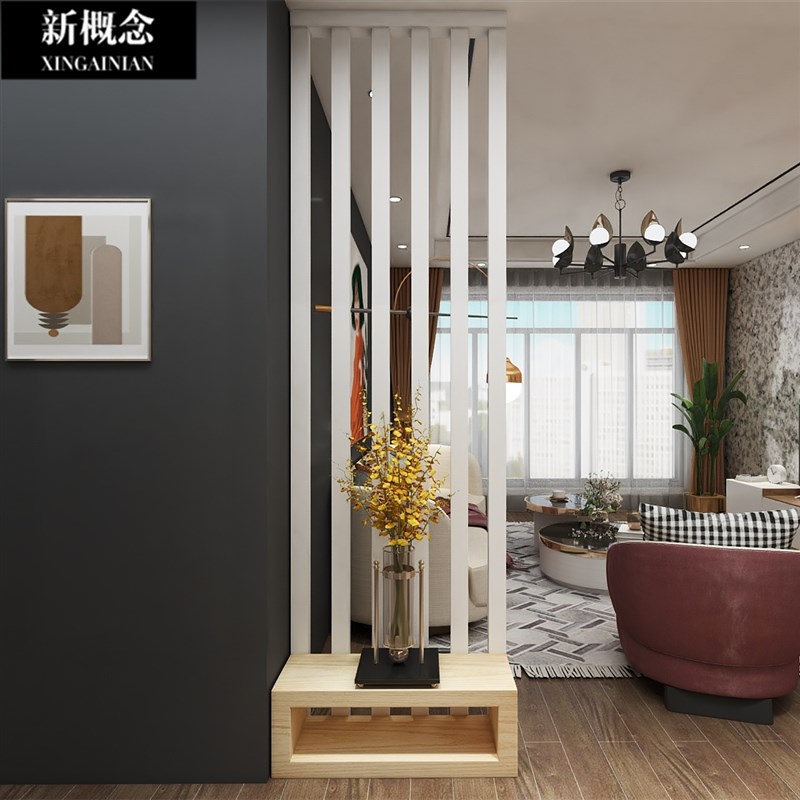 客厅屏风隔断玄关柜 简约现代白B色烤漆装饰隔断柜子门厅玄关定制