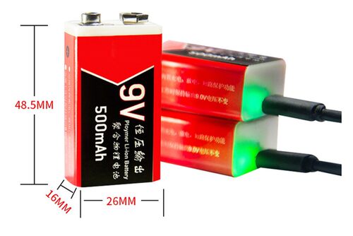 9v充电电池锂电池超大容量6f22USB9v电池万用表9号九伏话筒麦克风