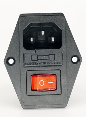 AC01A带耳三脚开关保险丝三合一品字插座电源机箱公座面板10A新品