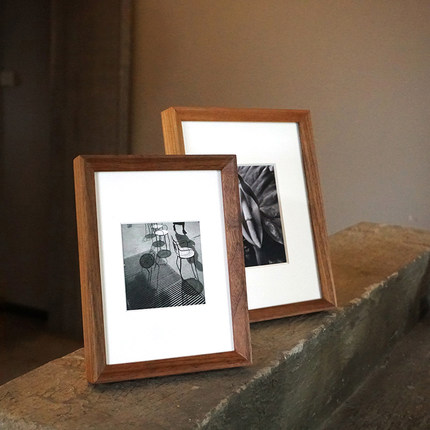 黑胡桃实木摆台装裱相框洗照片7寸B8寸10寸A4简约木质斜边正方打
