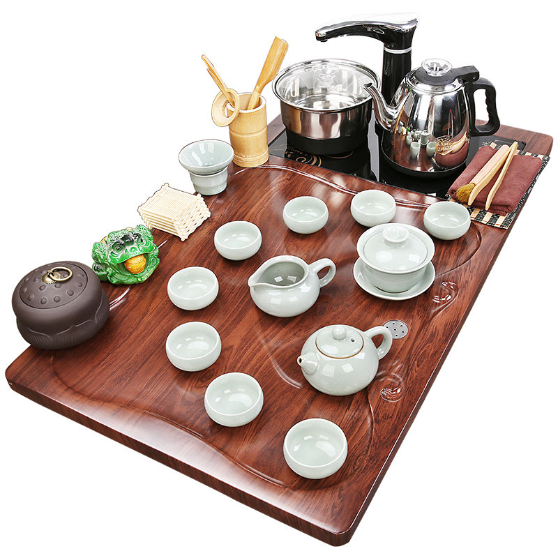 功夫茶具组合套装家m用茶盘全自动茶海烧水一体现代简约泡茶台中