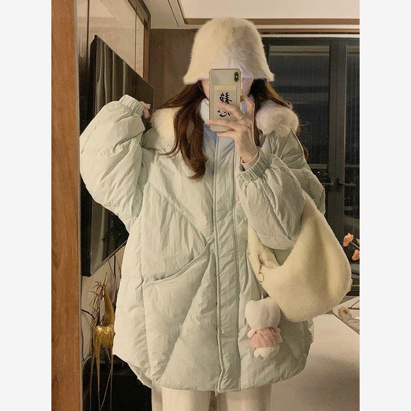 300斤加肥加大胖mm大码女装设计感棉服女冬季新款连帽毛领外套潮