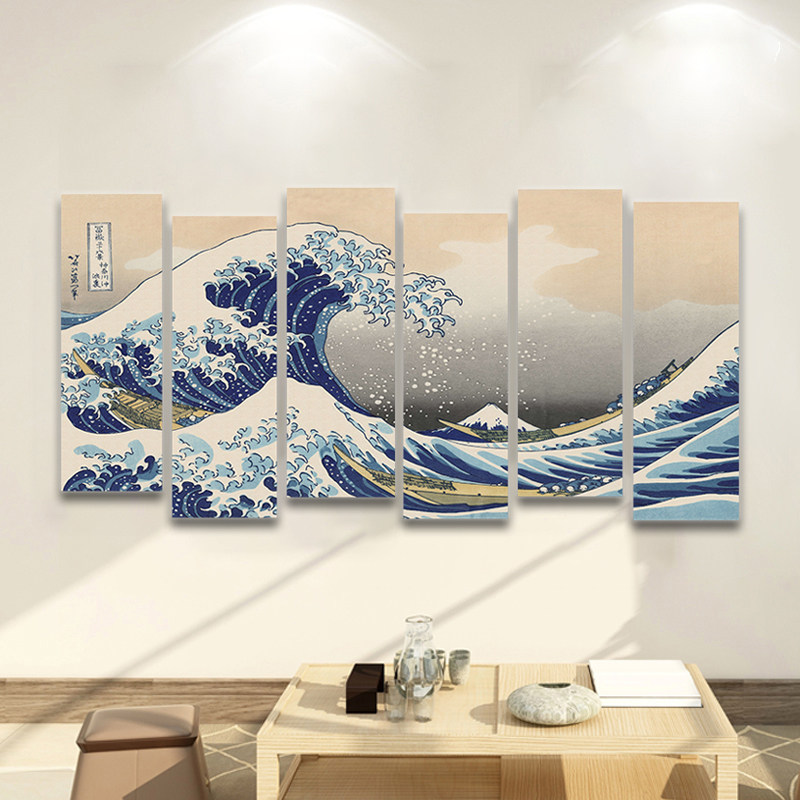 日式神奈川冲浪里挂m画和风日料店寿司店装饰画浮世绘居酒屋墙壁
