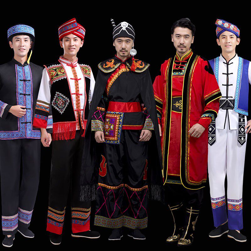新款成人佤族彝族少数民族服装舞蹈演出服饰艺考男士表演服装套装
