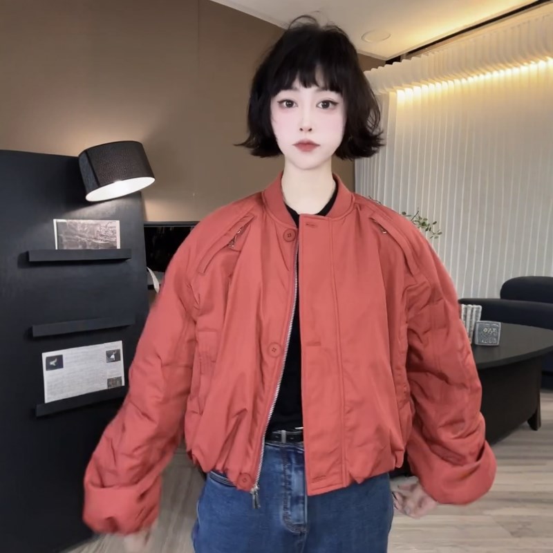 欧货短款夹棉外套女韩版2025春季新款设计感休闲气质小众二棉衣潮