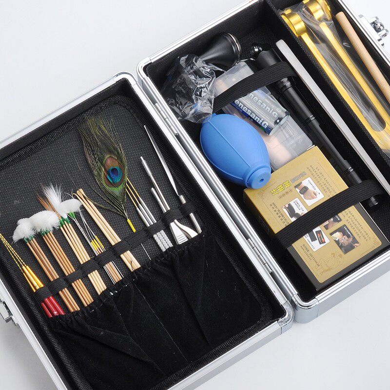 天艺耳业采耳工h具套装掏耳朵工具套装金箔铝箱42件套采耳灯手灯