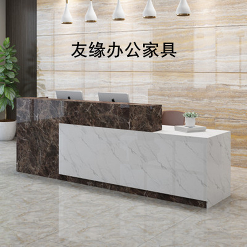 新款烤漆公司前台接待台办公桌酒店培训拐角吧台收银台前台桌服务