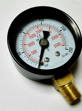 径向普通压力表 直径42mm 压力0-250bar 3500psi 螺纹ZG1/8 cl1.6