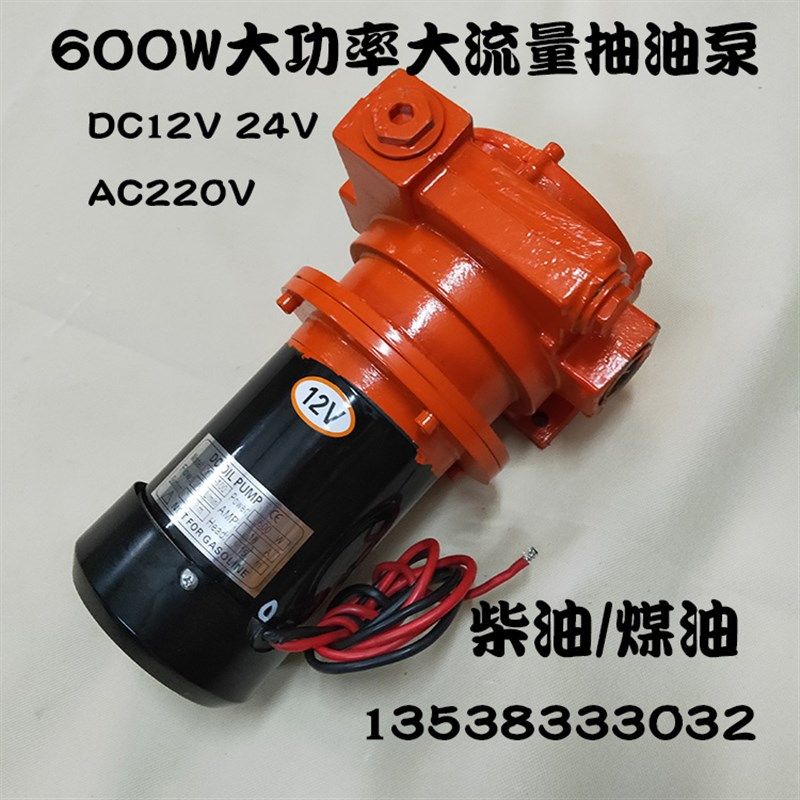 静音600W大功率大流量DC12V24V220V油泵柴油泵车载抽油泵YTB100